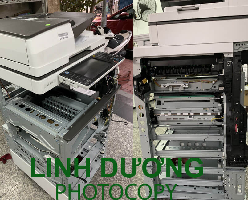 Hình ảnh máy photocopy đang được đại tu tại xưởng Bình Thạnh