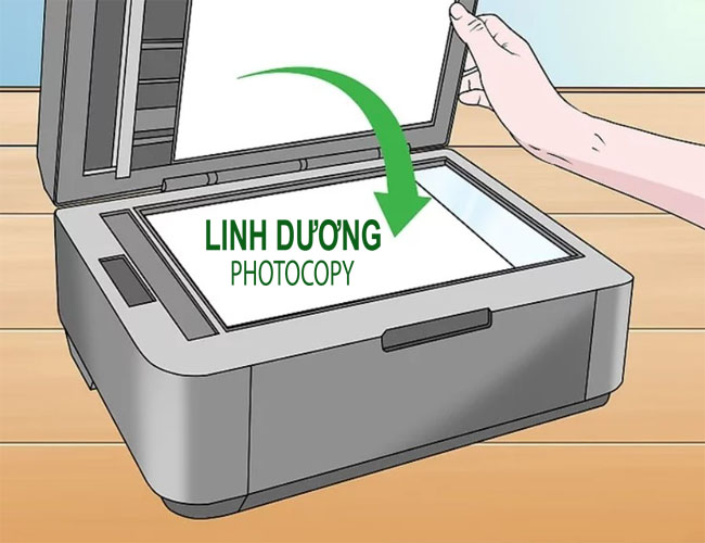 Hướng dẫn cài Scan máy Canon đa chức năng : đặt bản gốc ngay ngắn đúng vị trí sau đó đóng nắp DF máy Canon